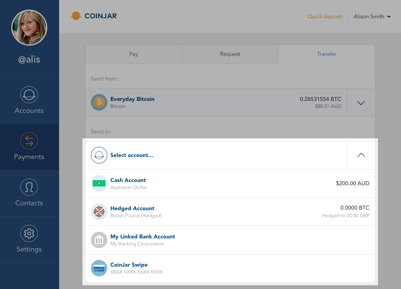 Sending digital currency payments from your CoinJar